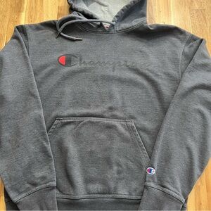 Champion Men’s Medium Charcoal Gray Hoodie Sweatshirt Logo Pullover